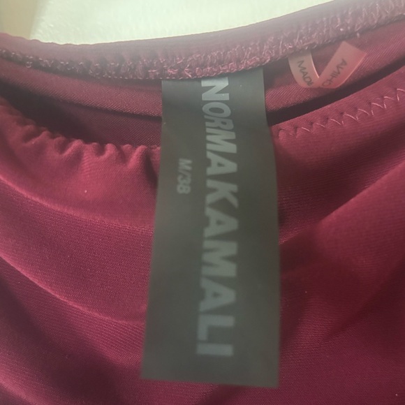 Norma Kamali One-Shoulder Dress in Burgundy - Picture 4 of 5